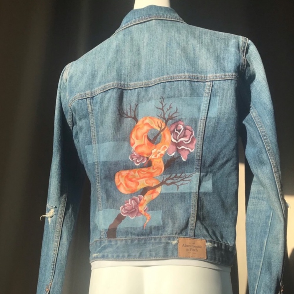 Painted Abercrombie jean jacket size L